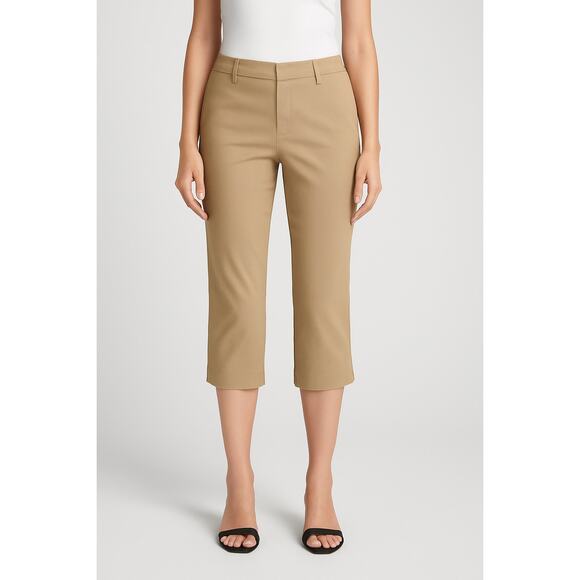 Express Stretch Khaki Dress Capri Pants Size 4 | 27W 18R | Tan Business Casual - Picture 1 of 7